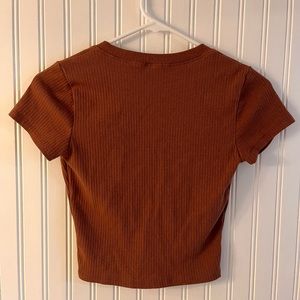 Brown and blue cropped t-shirt set